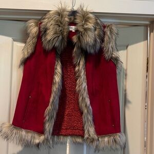 Tasha Polizzi Scarlet Vest with Faux Fur Details